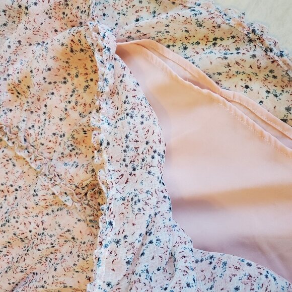 Storia Dress Women Small Pink Blue Tiered Mini Peasant Ditzy Floral Prarie Retro - Picture 7 of 16